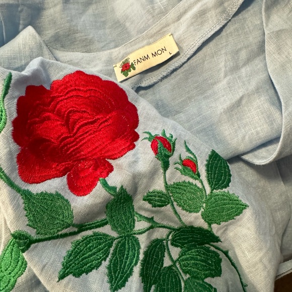 Fanm Mon Kalkan Linen Dress, Light Blue, Size L - Picture 4 of 6